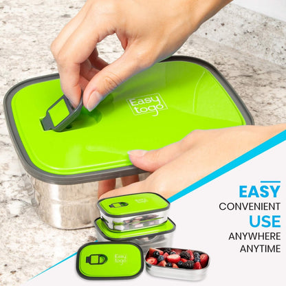 Set of 3 Stainless Steel Lunch Box, Bento Box - Techmanistan in Pakistan