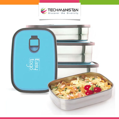 Set of 3 Stainless Steel Lunch Box, Bento Box - Techmanistan in Pakistan
