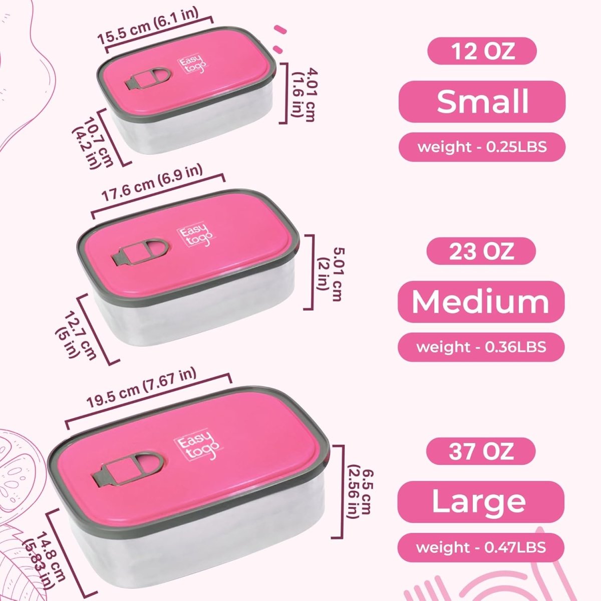 Set of 3 Stainless Steel Lunch Box, Bento Box - Techmanistan in Pakistan