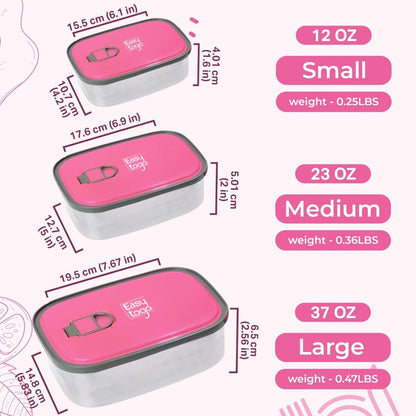 Set of 3 Stainless Steel Lunch Box, Bento Box - Techmanistan in Pakistan