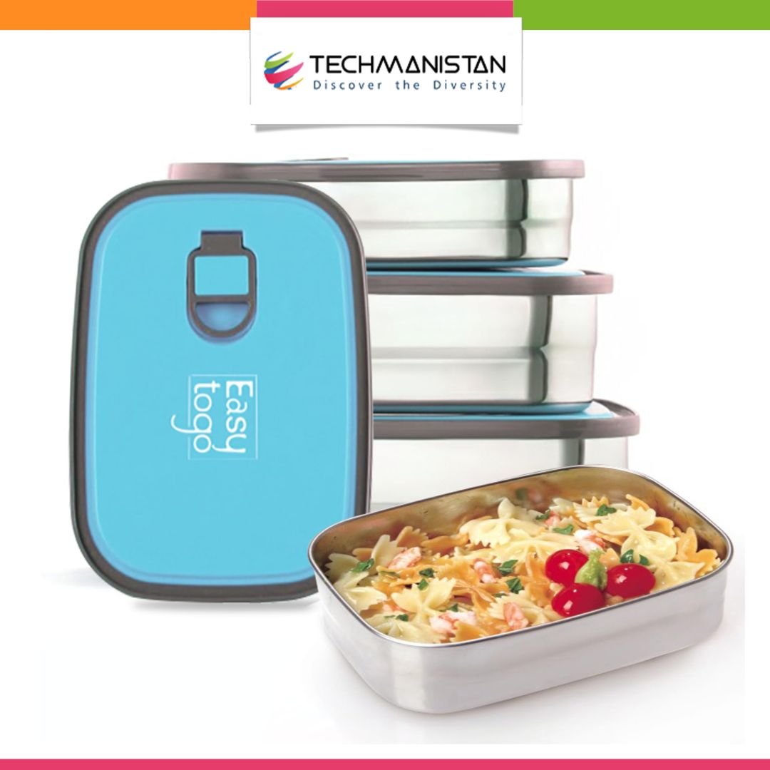Set of 3 Stainless Steel Lunch Box, Bento Box - Techmanistan in Pakistan