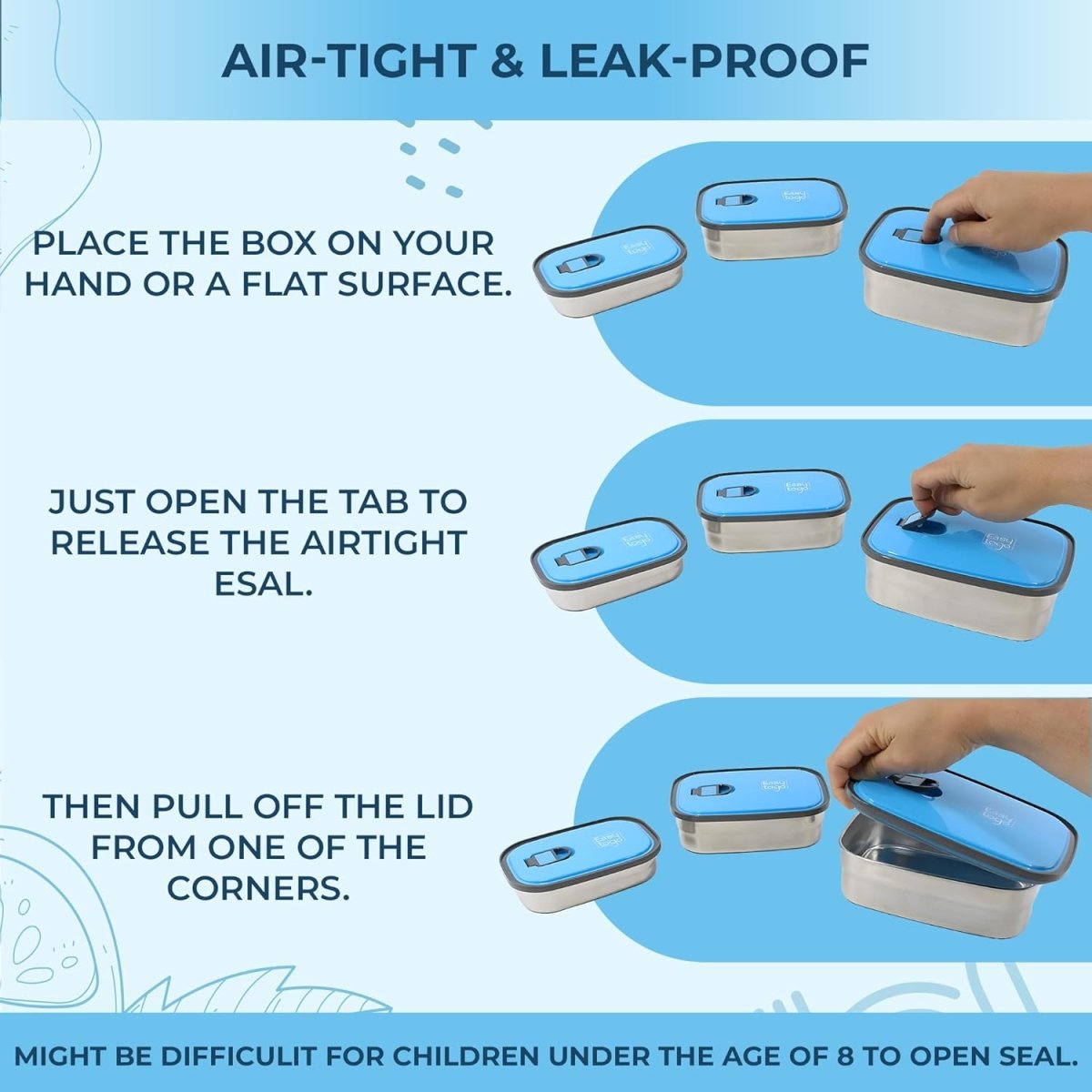 Set of 3 Stainless Steel Lunch Box, Bento Box - Techmanistan in Pakistan