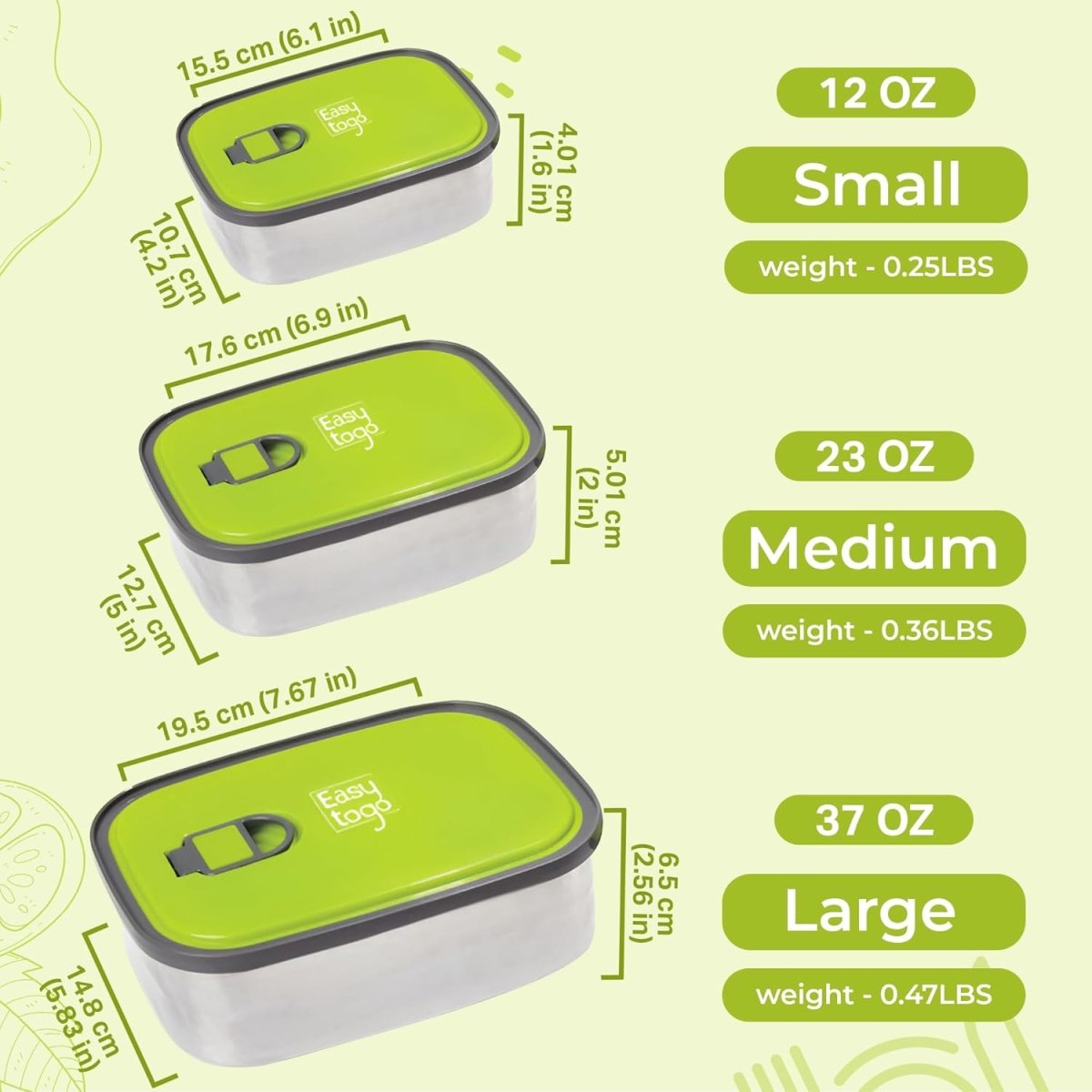 Set of 3 Stainless Steel Lunch Box, Bento Box - Techmanistan in Pakistan