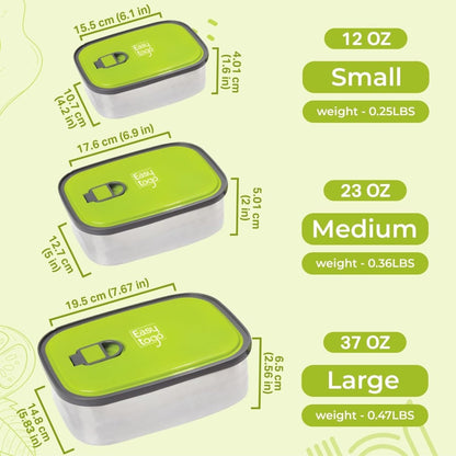 Set of 3 Stainless Steel Lunch Box, Bento Box - Techmanistan in Pakistan