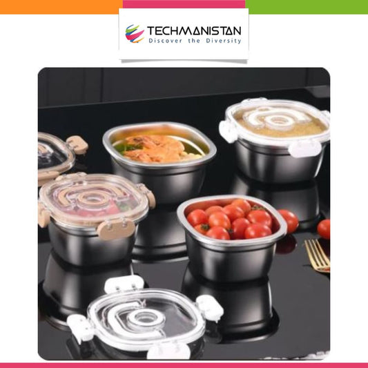 Set of 3 Stainless Steel Storage Containers - Techmanistan in Pakistan