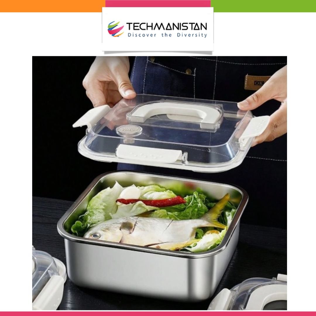 Set of 3 Stainless Steel Storage Containers - Techmanistan in Pakistan