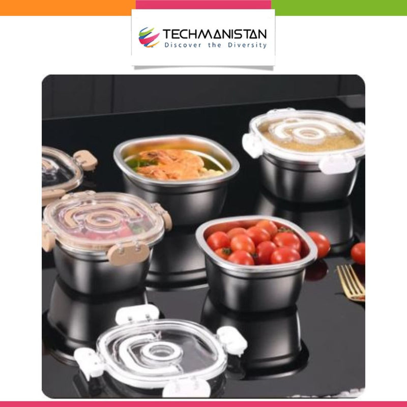 Set of 3 Stainless Steel Storage Containers - Techmanistan in Pakistan