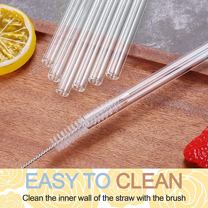Set of 4 - Reusable Glass Straws With Cleaning Brush - Techmanistan in Pakistan