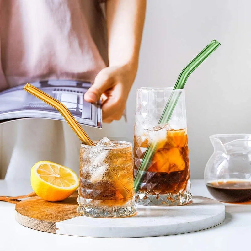 Set of 4 - Reusable Glass Straws With Cleaning Brush - Techmanistan in Pakistan