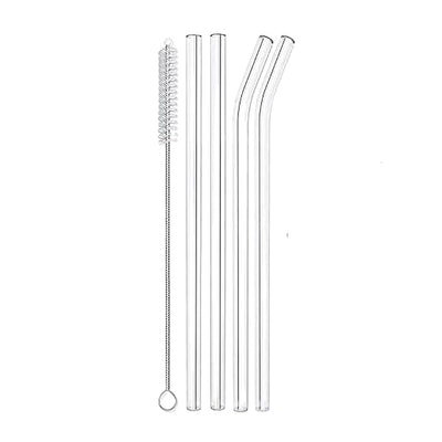 Set of 4 - Reusable Glass Straws With Cleaning Brush - Techmanistan in Pakistan