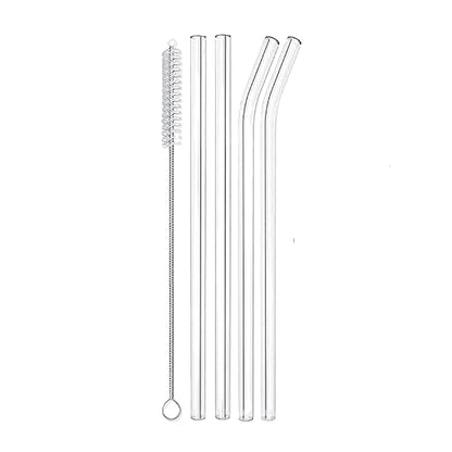Set of 4 - Reusable Glass Straws With Cleaning Brush - Techmanistan in Pakistan