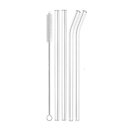 Set of 4 - Reusable Glass Straws With Cleaning Brush - Techmanistan in Pakistan