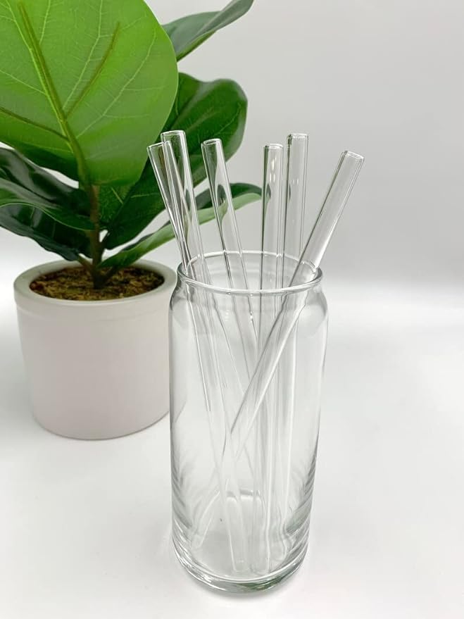 Set of 4 - Reusable Glass Straws With Cleaning Brush - Techmanistan in Pakistan