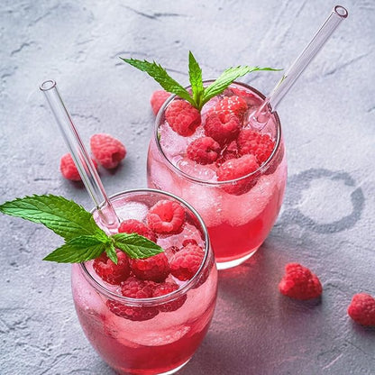 Set of 4 - Reusable Glass Straws With Cleaning Brush - Techmanistan in Pakistan