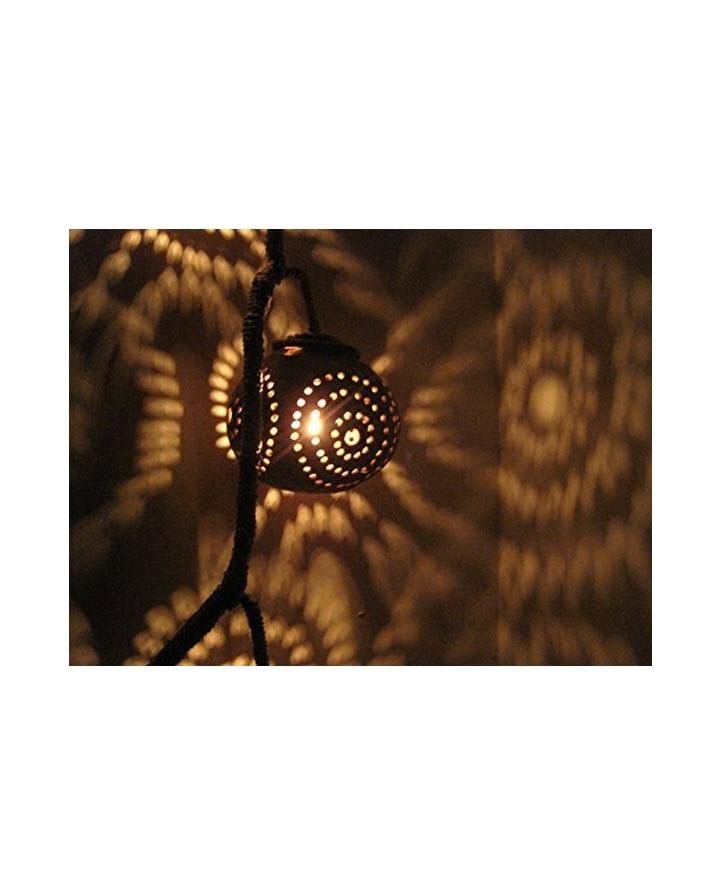 Set of 5 Globes - Natural Thai Coconut Shell Light - Techmanistan in Pakistan