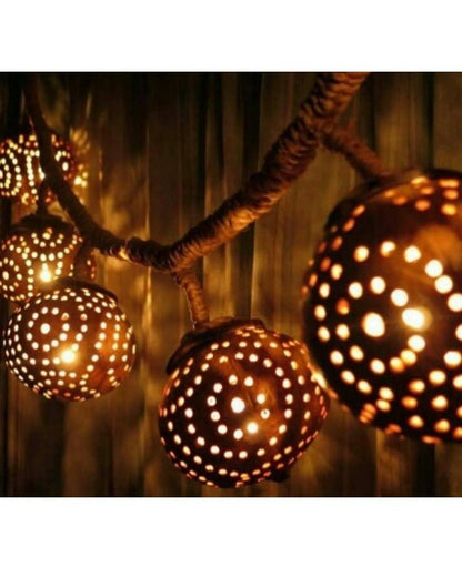 Set of 5 Globes - Natural Thai Coconut Shell Light - Techmanistan in Pakistan