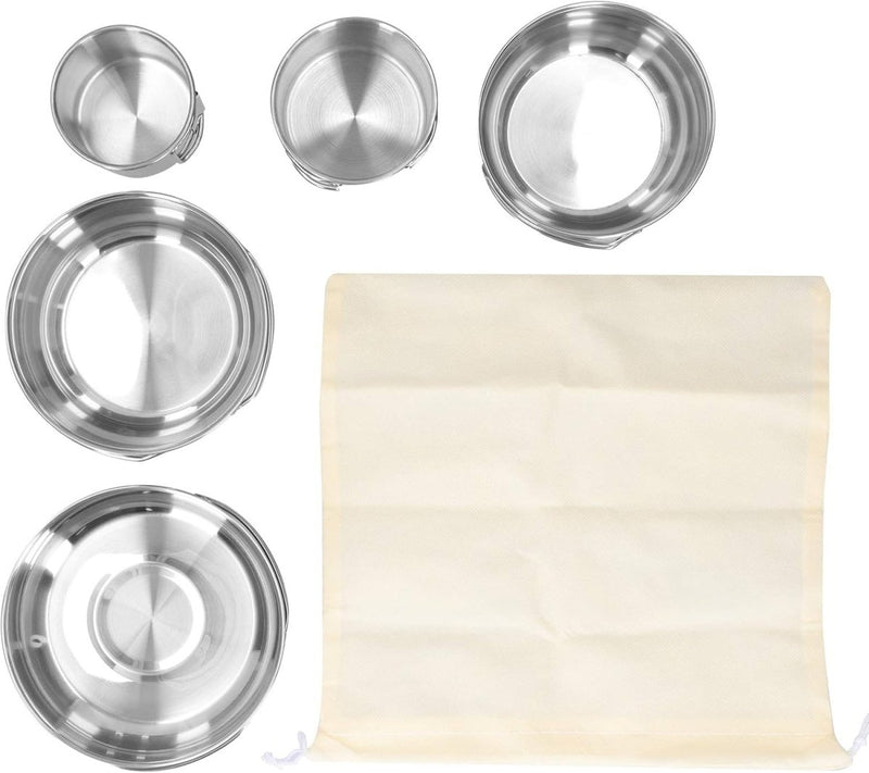 Set of 5 - Outdoor Camping Stainless Steel Cookware Pots - Techmanistan in Pakistan