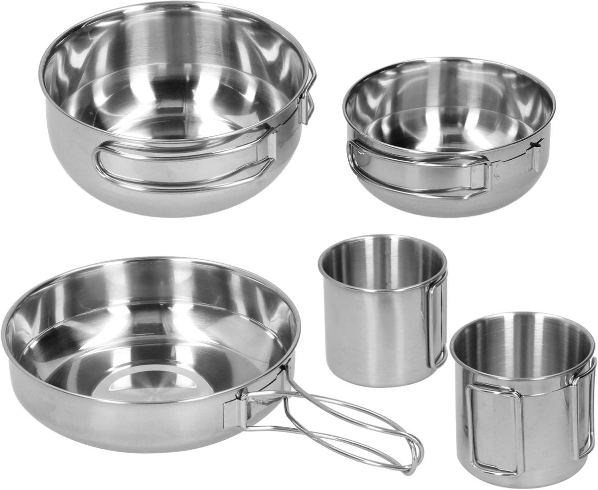 Set of 5 - Outdoor Camping Stainless Steel Cookware Pots - Techmanistan in Pakistan