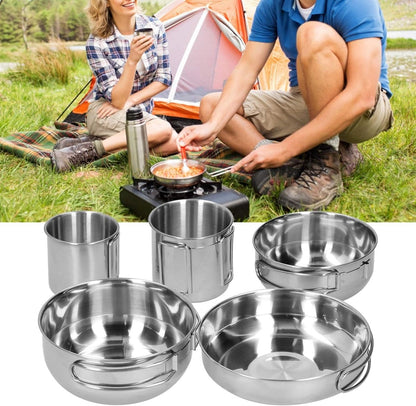 Set of 5 - Outdoor Camping Stainless Steel Cookware Pots - Techmanistan in Pakistan