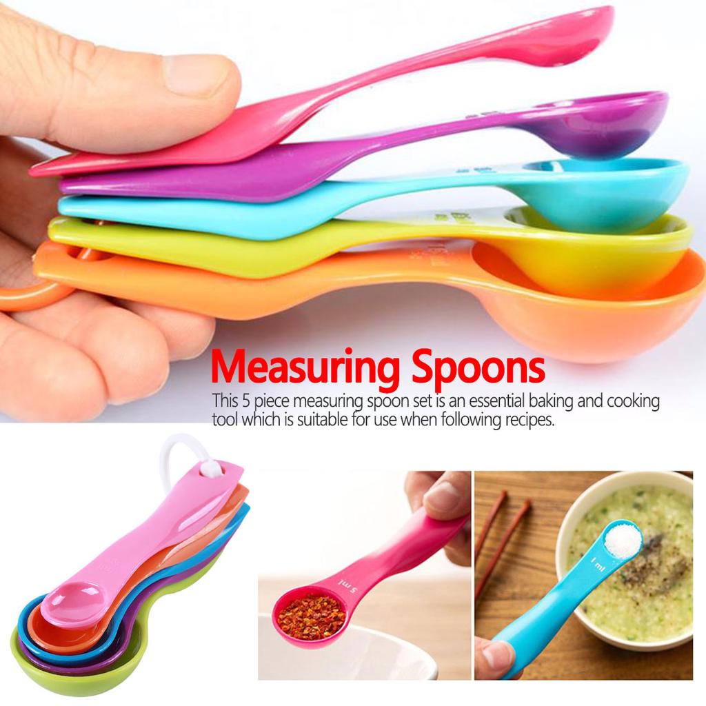 Set of 5 - Random Color Plastic Kitchen Baking Measuring Spoons - Techmanistan in Pakistan