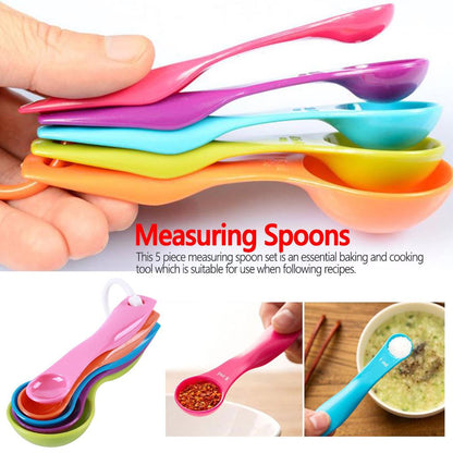 Set of 5 - Random Color Plastic Kitchen Baking Measuring Spoons - Techmanistan in Pakistan