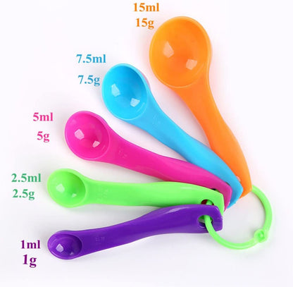 Set of 5 - Random Color Plastic Kitchen Baking Measuring Spoons - Techmanistan in Pakistan