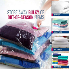 Set of 5 Vacuum Storage Bags for Clothes, Duvets, Pillows, and Bedding Space Saver - Techmanistan