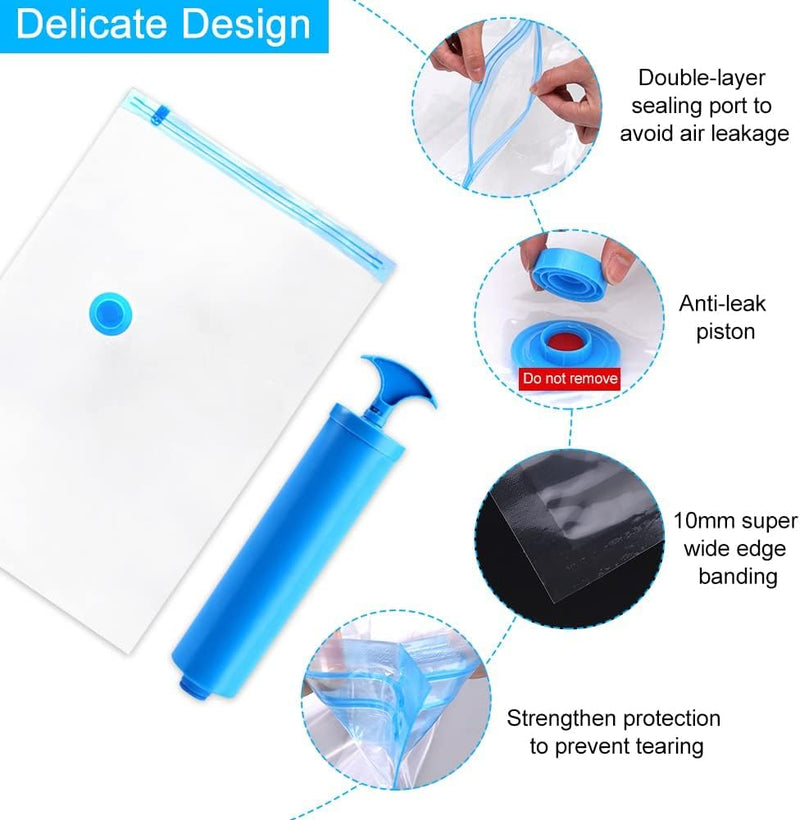 Set of 5 Vacuum Storage Bags for Clothes, Duvets, Pillows, and Bedding Space Saver - Techmanistan in Pakistan