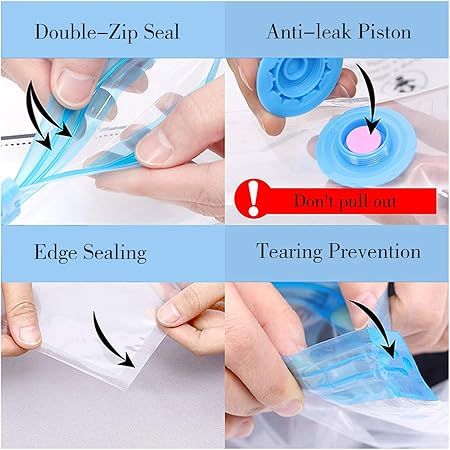 Set of 5 Vacuum Storage Bags for Clothes, Duvets, Pillows, and Bedding Space Saver - Techmanistan