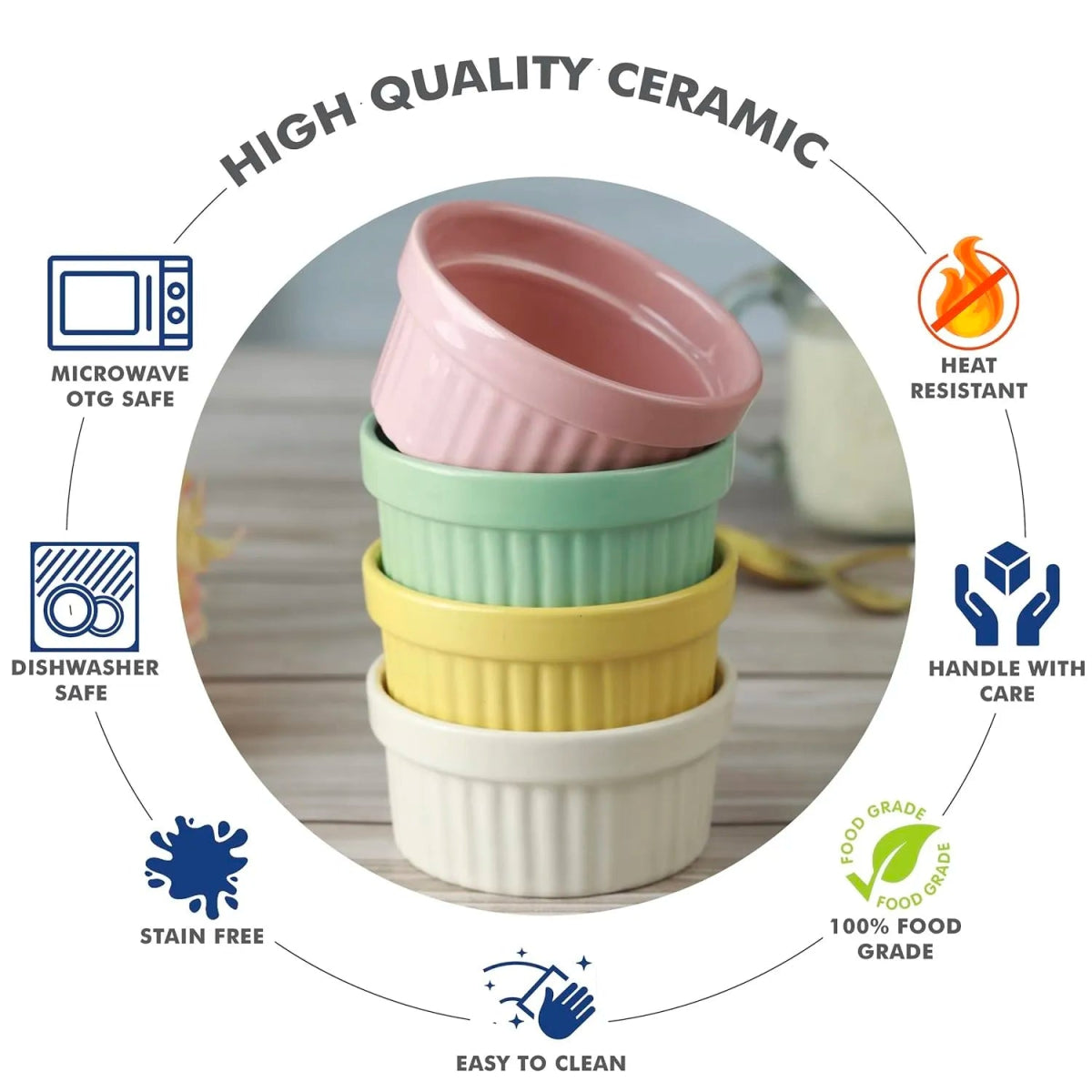 Set of 6 - Ceramic Baking Ramekin Bowl - Techmanistan in Pakistan