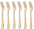 Set of 6 - Mirror Polished Stainless Steel Golden Forks Cutlery Set - Techmanistan in Pakistan
