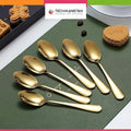 Set of 6 - Mirror Polished Stainless Steel Golden Spoons Cutlery Set - Techmanistan in Pakistan