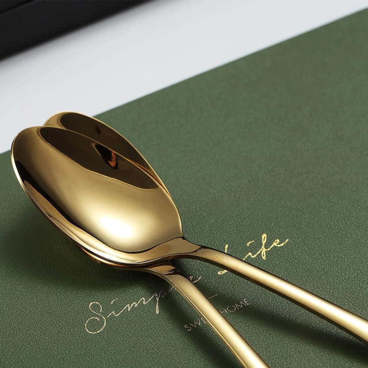 Set of 6 - Mirror Polished Stainless Steel Golden Spoons Cutlery Set - Techmanistan in Pakistan