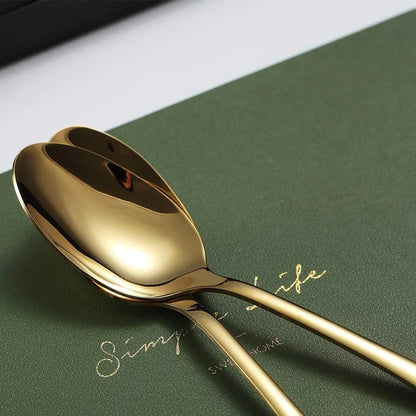 Set of 6 - Mirror Polished Stainless Steel Golden Spoons Cutlery Set - Techmanistan in Pakistan