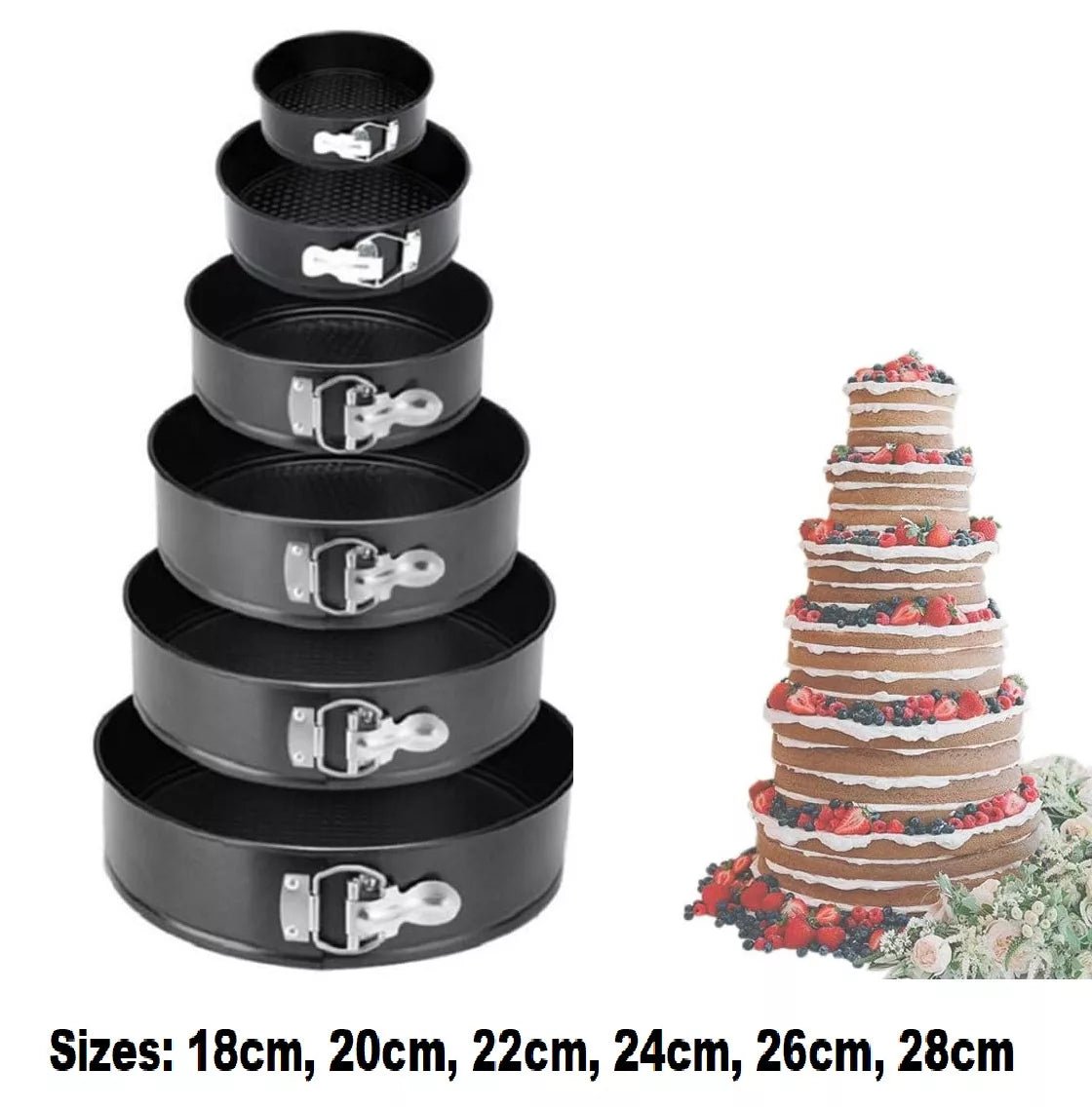 Set of 6 - Non - Stick Round Cake Pans With Removable Bottom Tray - Techmanistan in Pakistan