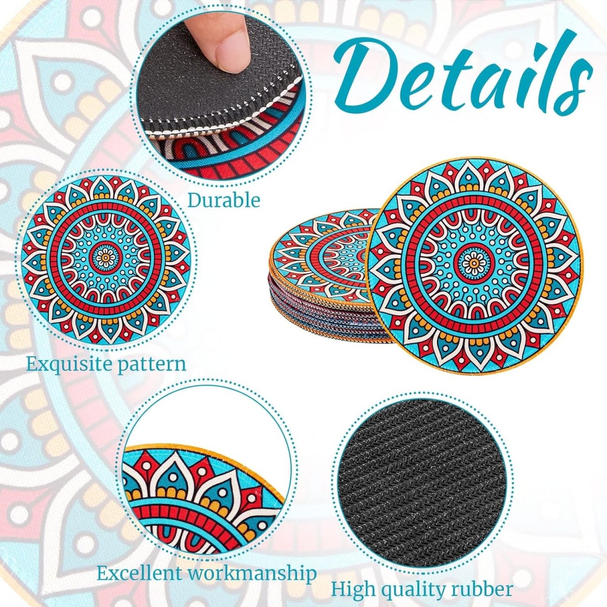 Set of 6 - Random Design Mandala Pattern Placemats - Techmanistan in Pakistan