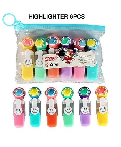 Set of 6 - Spaceman Highlighters with Pouch - Techmanistan in Pakistan