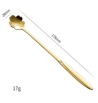 Set of 6 - Stainless Steel Gold - Plated Flower Spoons - Techmanistan in Pakistan