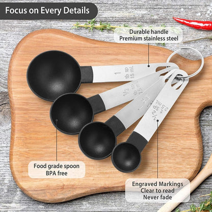 Set of 8 Measuring Spoons & Cups with Stainless Steel Handles - Techmanistan in Pakistan