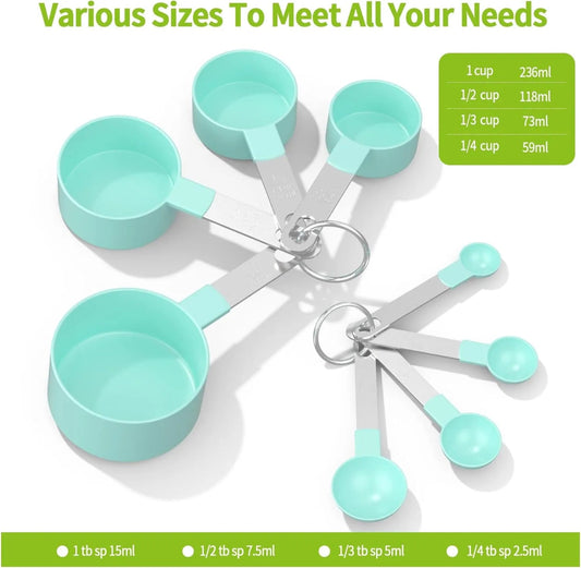 Set of 8 Measuring Spoons & Cups with Stainless Steel Handles - Techmanistan in Pakistan