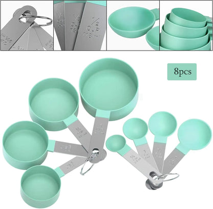 Set of 8 Measuring Spoons & Cups with Stainless Steel Handles - Techmanistan in Pakistan