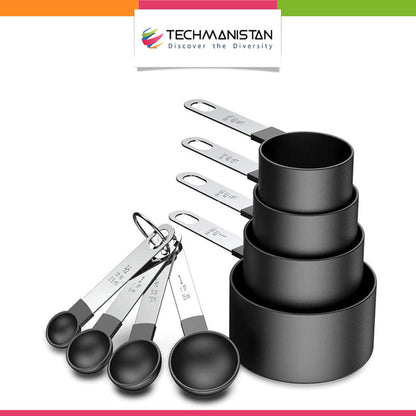 Set of 8 Measuring Spoons & Cups with Stainless Steel Handles - Techmanistan in Pakistan