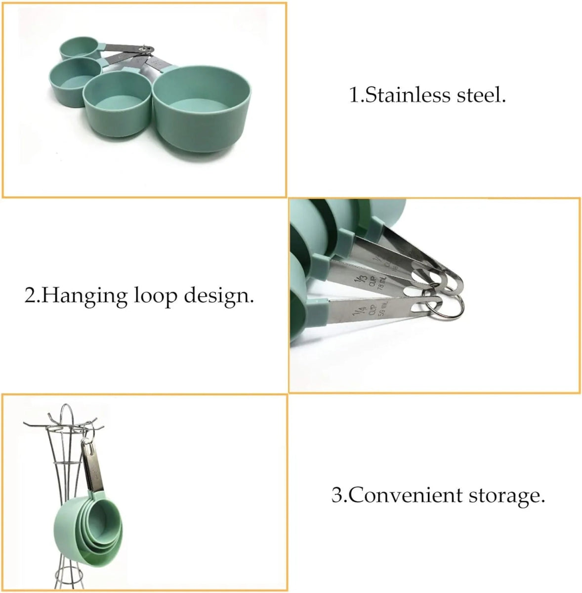 Set of 8 Measuring Spoons & Cups with Stainless Steel Handles - Techmanistan in Pakistan