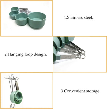 Set of 8 Measuring Spoons & Cups with Stainless Steel Handles - Techmanistan in Pakistan