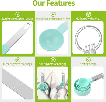 Set of 8 Measuring Spoons & Cups with Stainless Steel Handles - Techmanistan in Pakistan