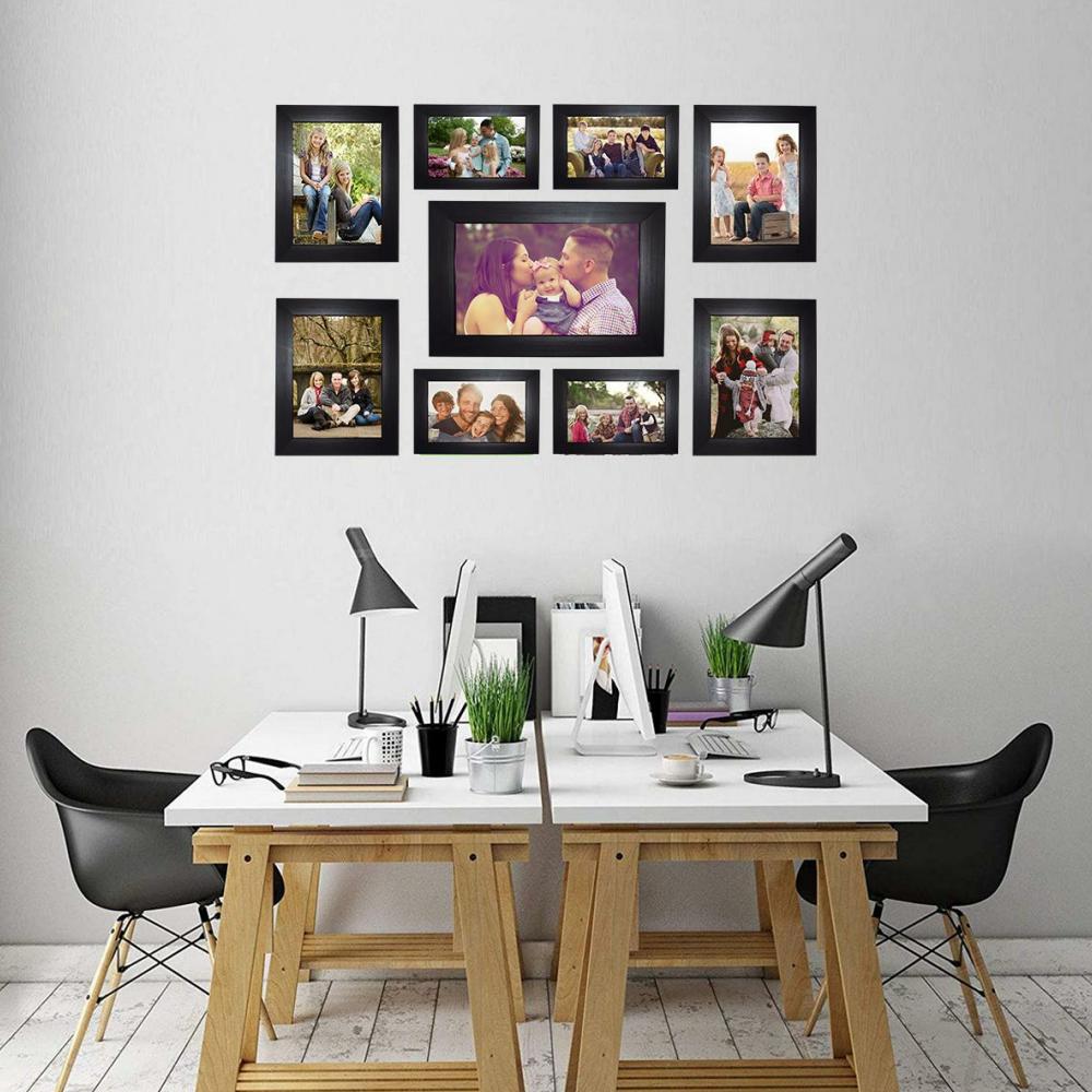 Set of 9 - Photo Frames Collage Wall Hanging Wall Decor Set - Black - Techmanistan in Pakistan