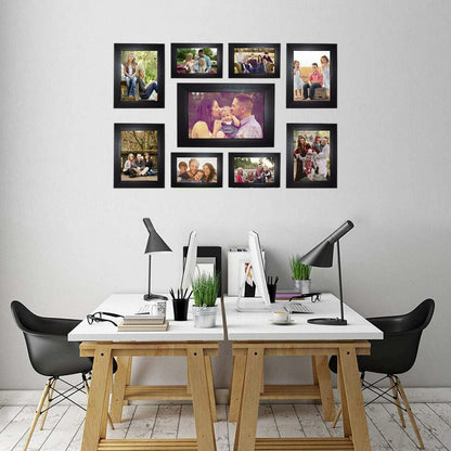 Set of 9 - Photo Frames Collage Wall Hanging Wall Decor Set - Black - Techmanistan in Pakistan