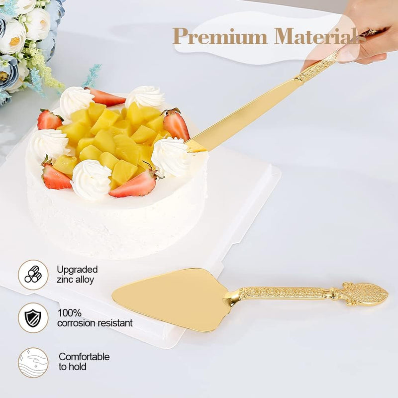Set of Gold Wedding Cake Cutting Knife & Server Set - Techmanistan in Pakistan