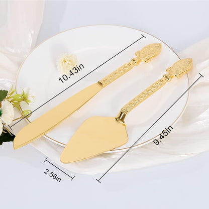 Set of Gold Wedding Cake Cutting Knife & Server Set - Techmanistan in Pakistan