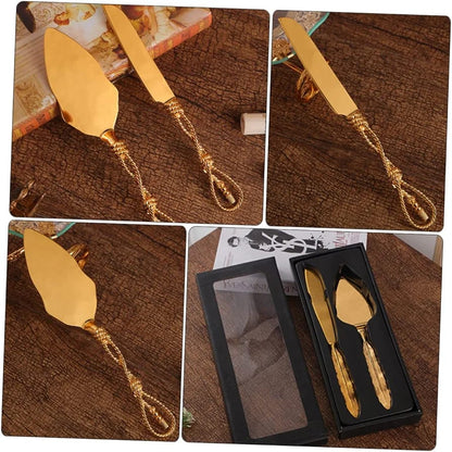 Set of Gold Wedding Cake Cutting Knife & Server Set - Techmanistan in Pakistan